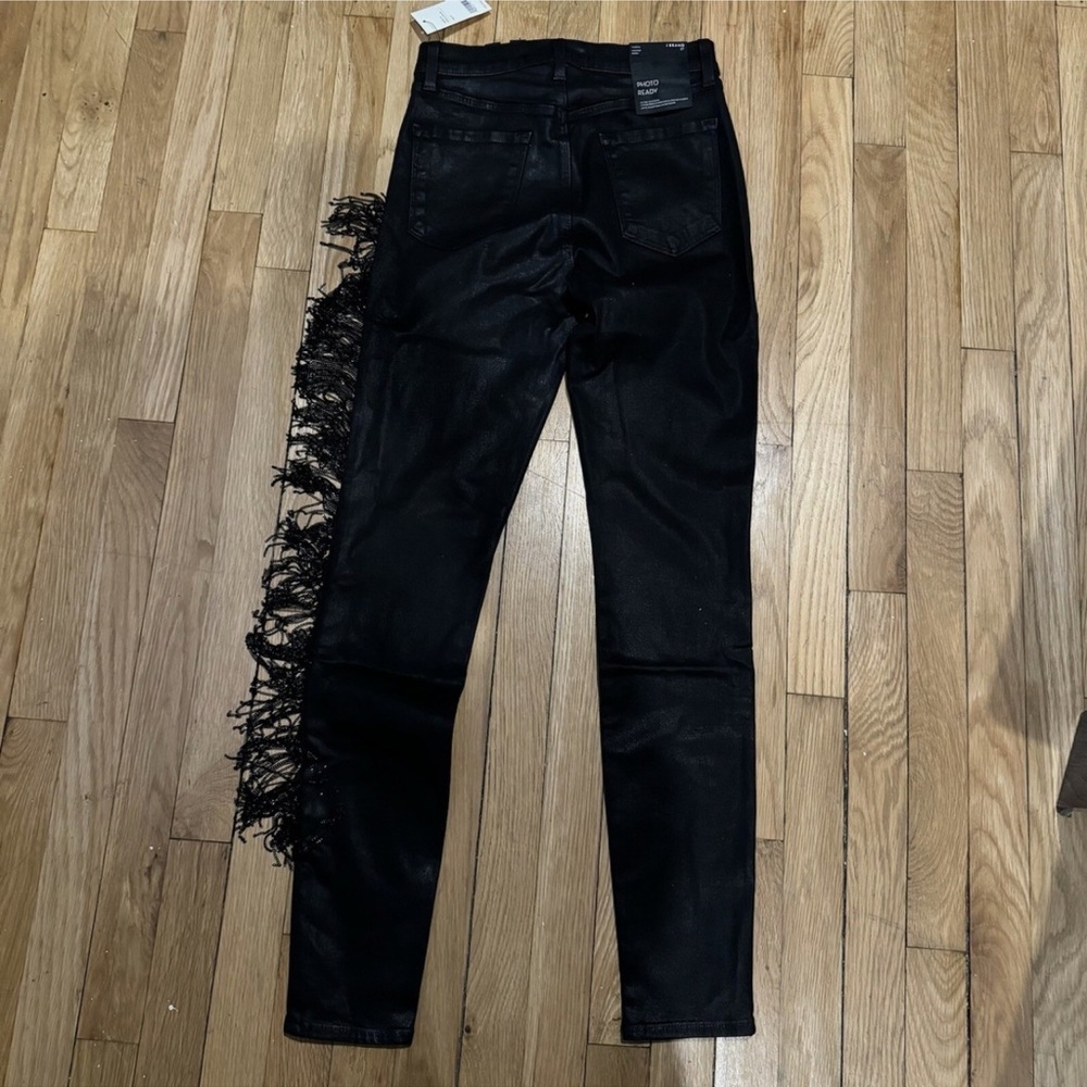 NWT J Brand x Halpern Maria High Rise Skinny Jeans Black Fringe Chain Sz 26 $398 - Picture 12 of 13